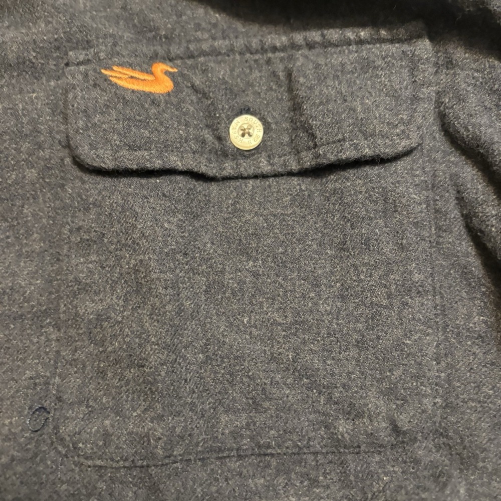 Southern Marsh Men's Large, Long Sleeve Blue Flannel Front Pockets Duck Logo - Picture 3 of 5